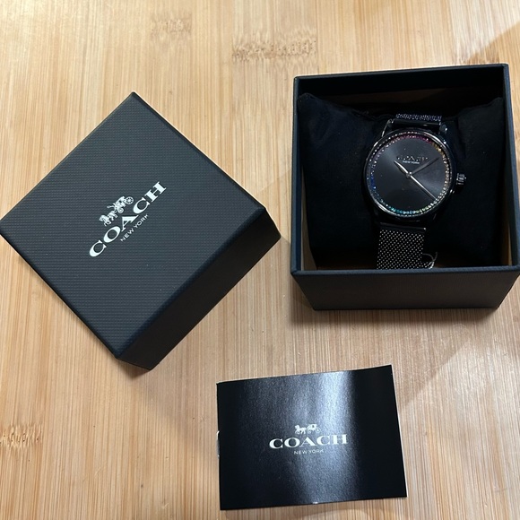 Coach Grand Watch 36mm Black Face With Circle Of Crystals & Black MeshBr… - Picture 7 of 7